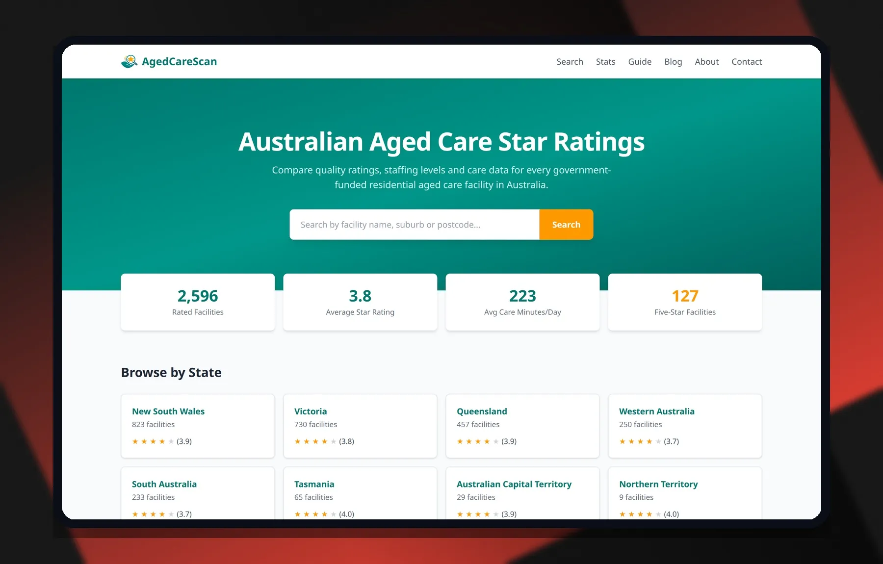 AgedCareScan — Laptop view