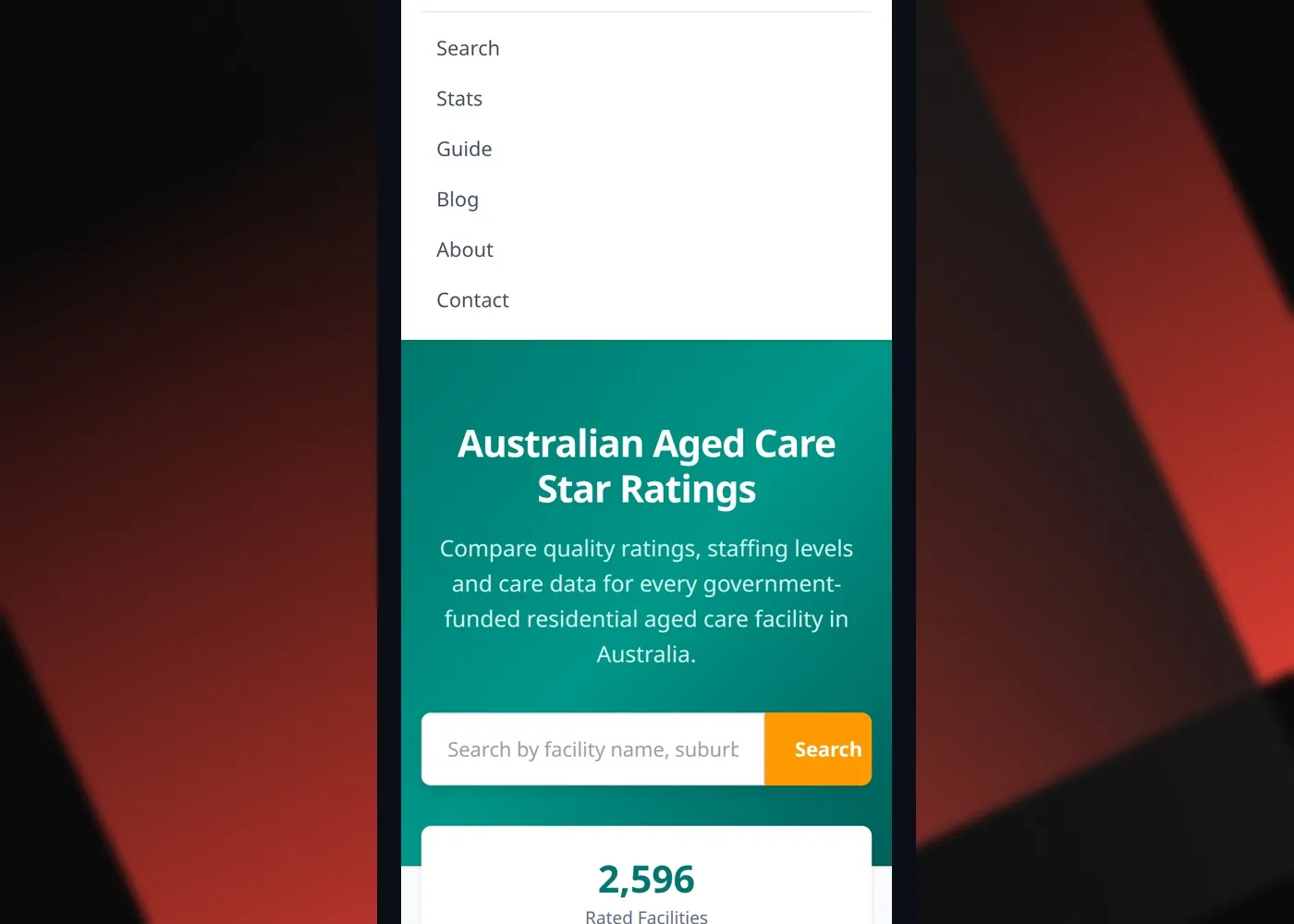 AgedCareScan — Mobile view
