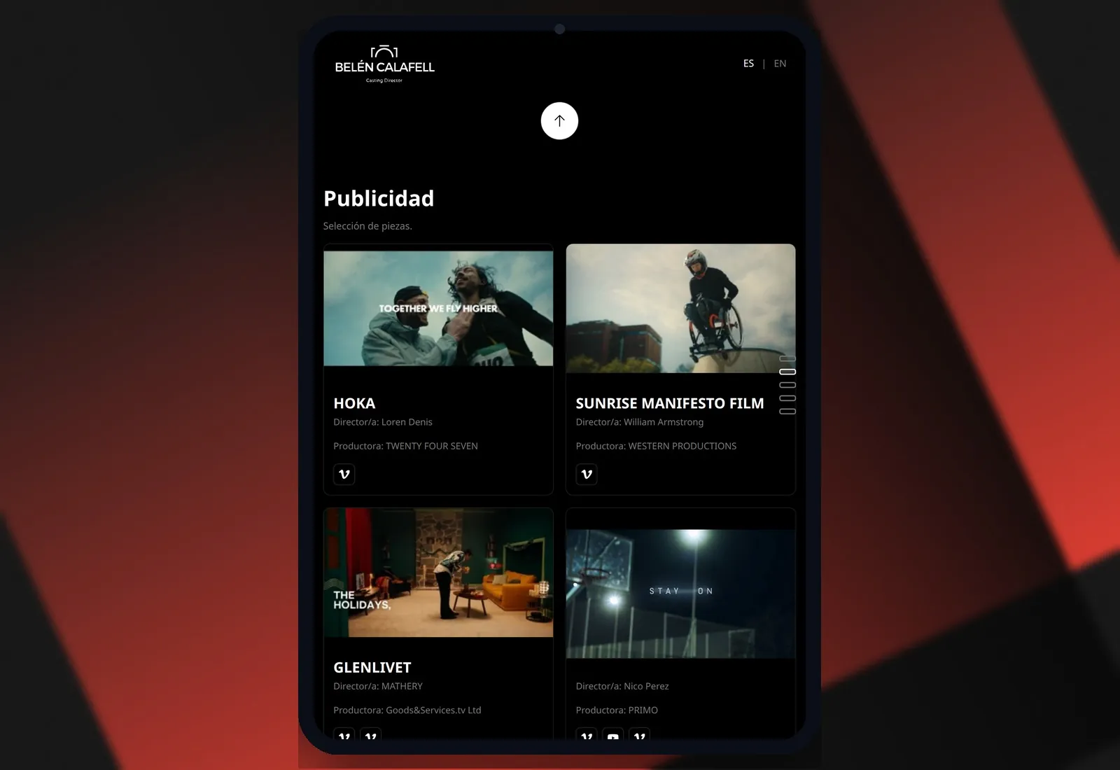 Belén Calafell Casting — Vista tablet