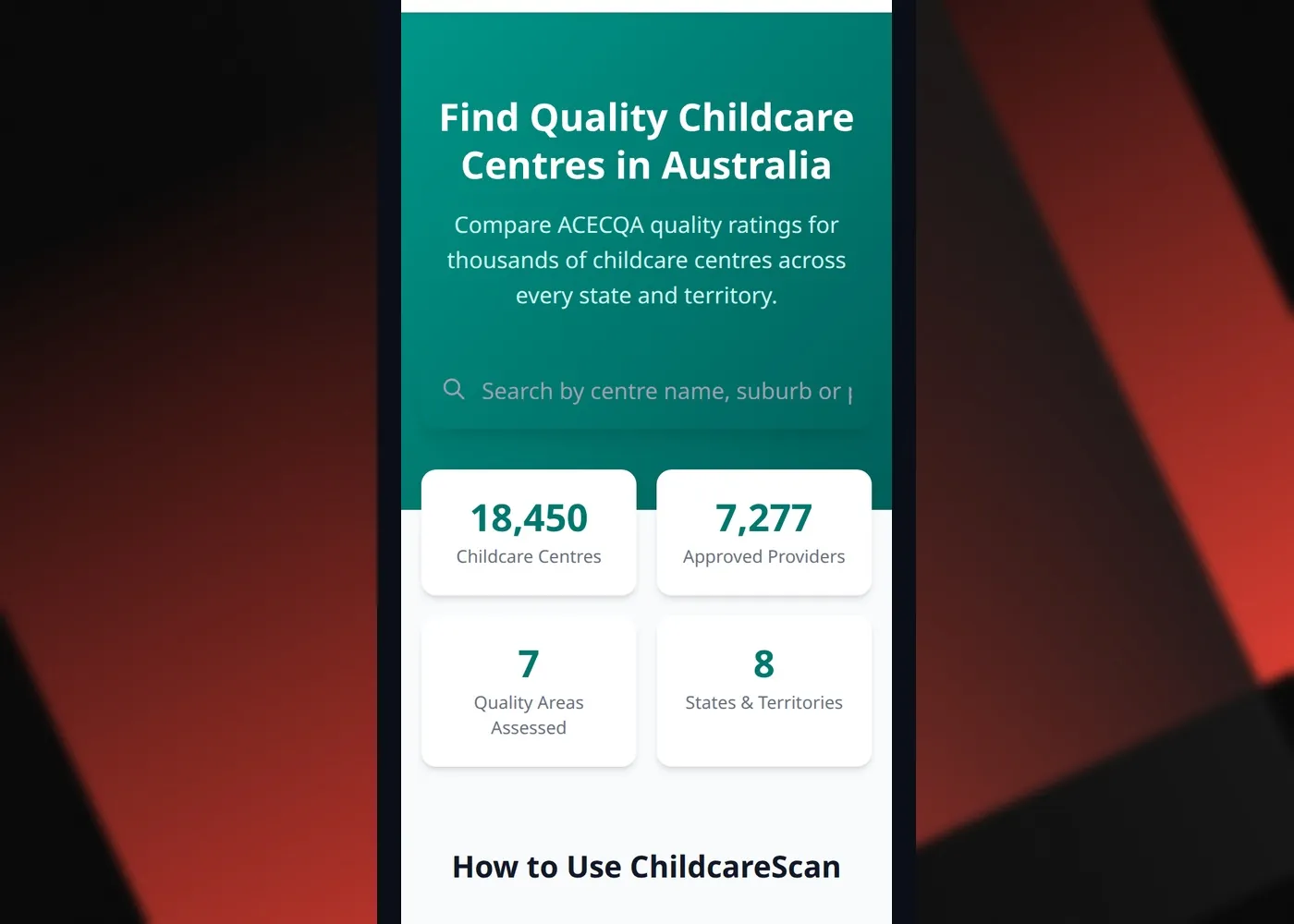 ChildcareScan — Mobile view