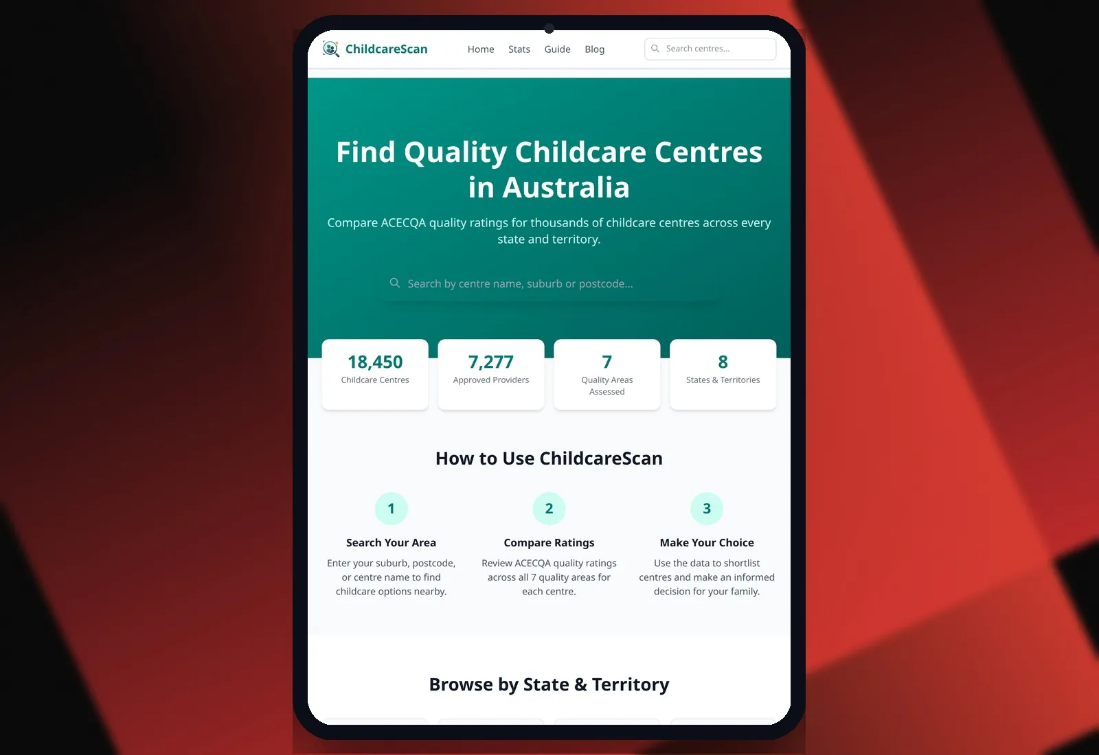 ChildcareScan — Tablet view