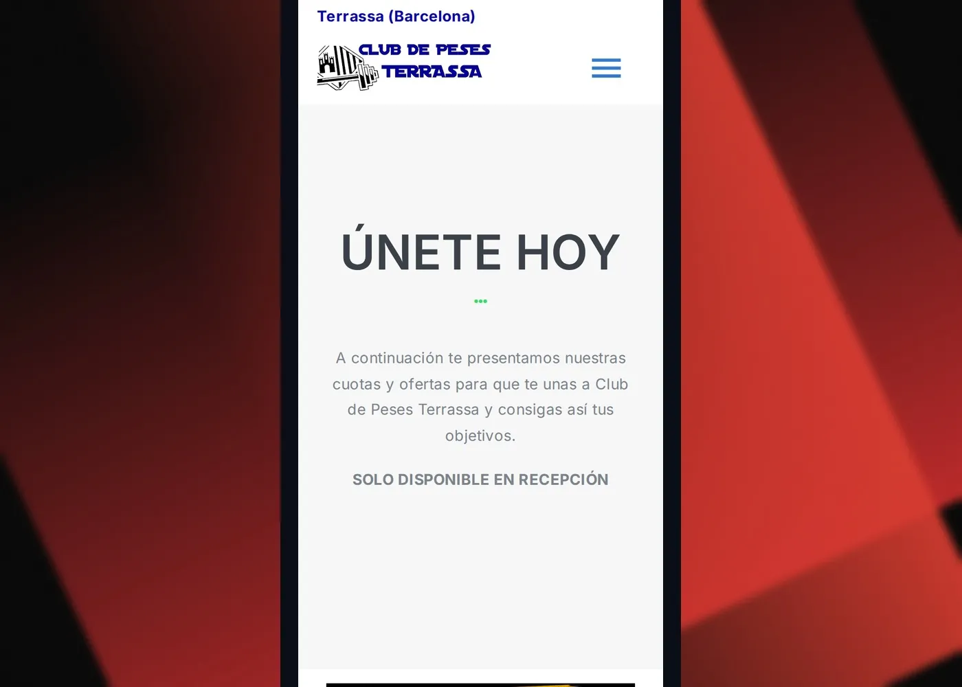 Club de Pesas Terrassa — Mobile view