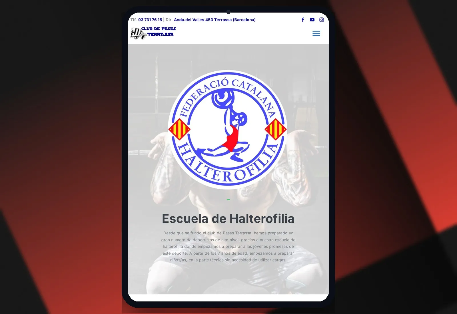 Club de Pesas Terrassa — Tablet view