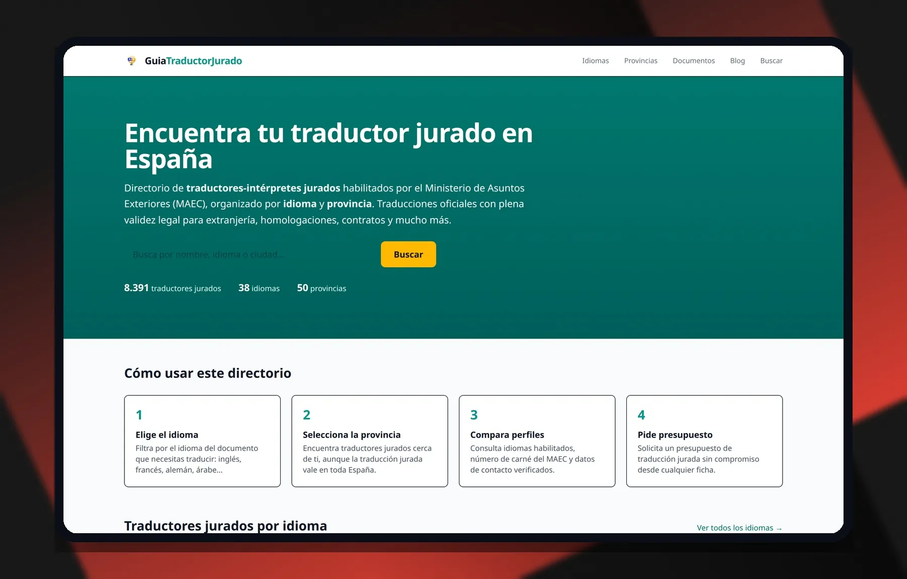 GuiaTraductorJurado — Laptop view
