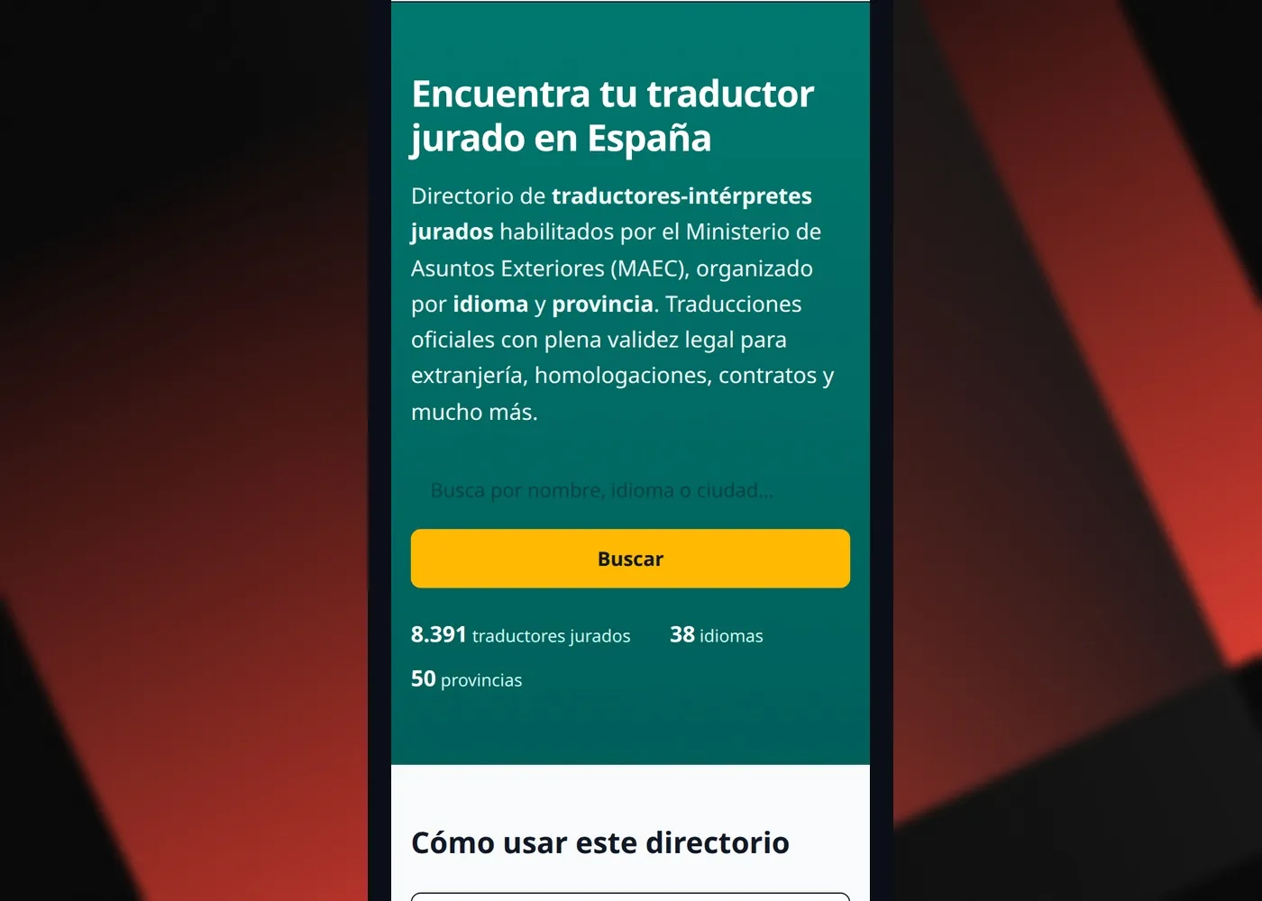 GuiaTraductorJurado — Mobile view