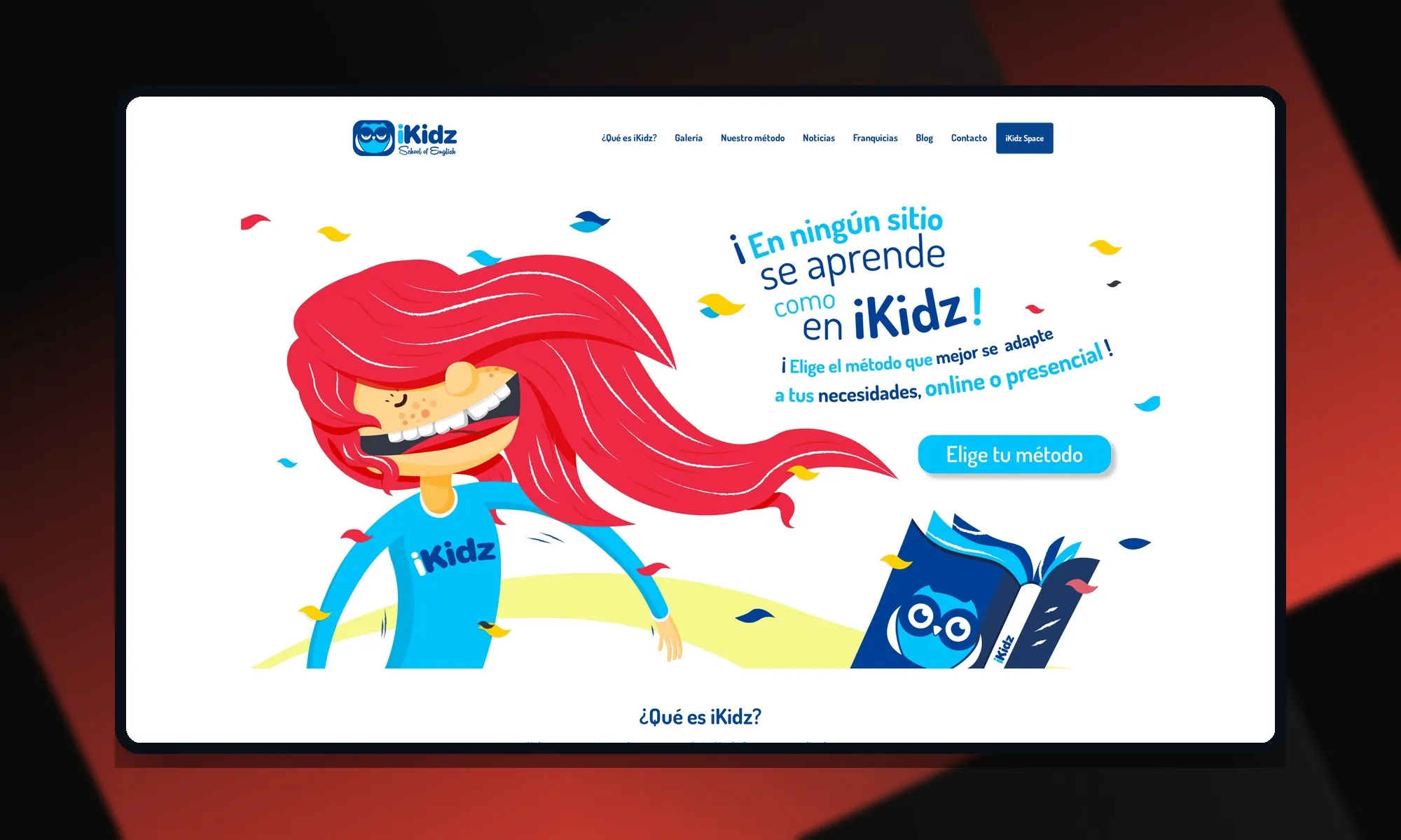 iKidz English — Página inicial da academia de inglês para crianças, migrada para um servidor próprio