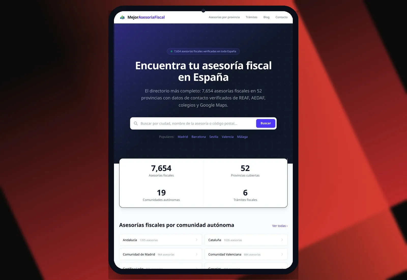 MejorAsesoriaFiscal — Tablet view