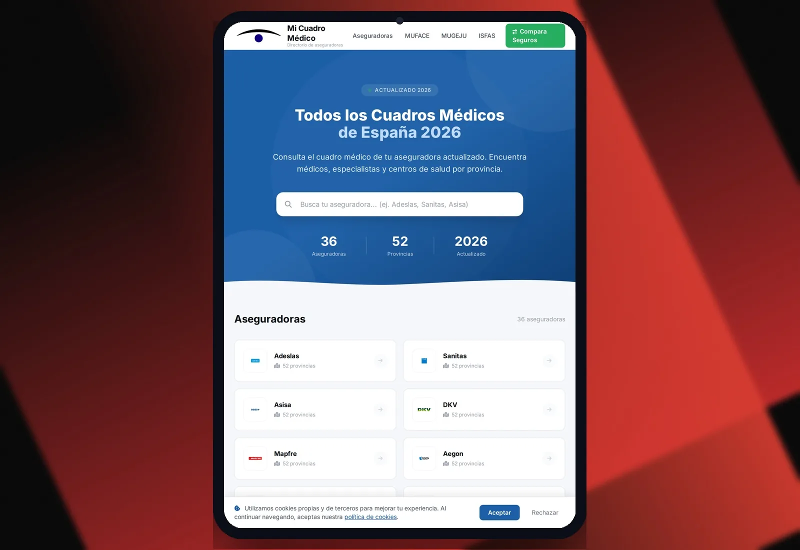 Mi Cuadro Médico — Tablet view
