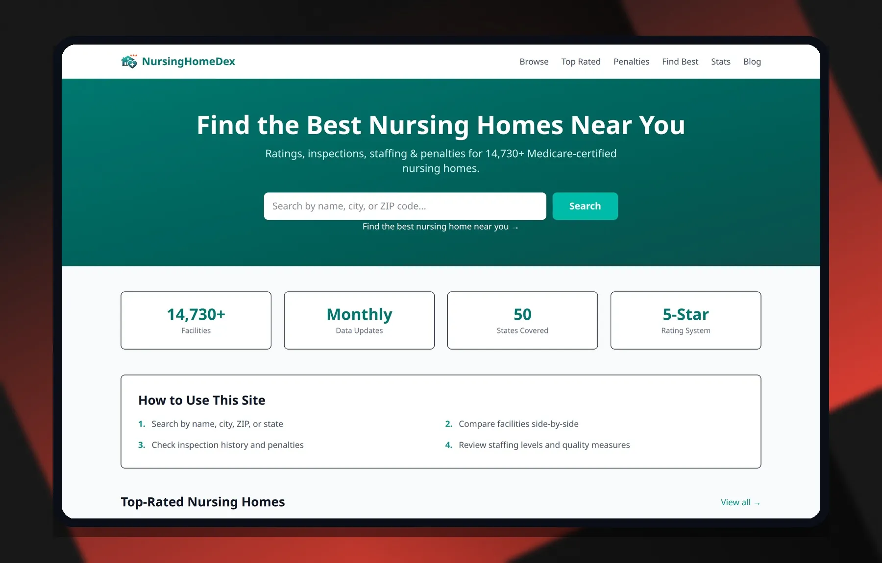 NursingHomeDex — Vista portàtil