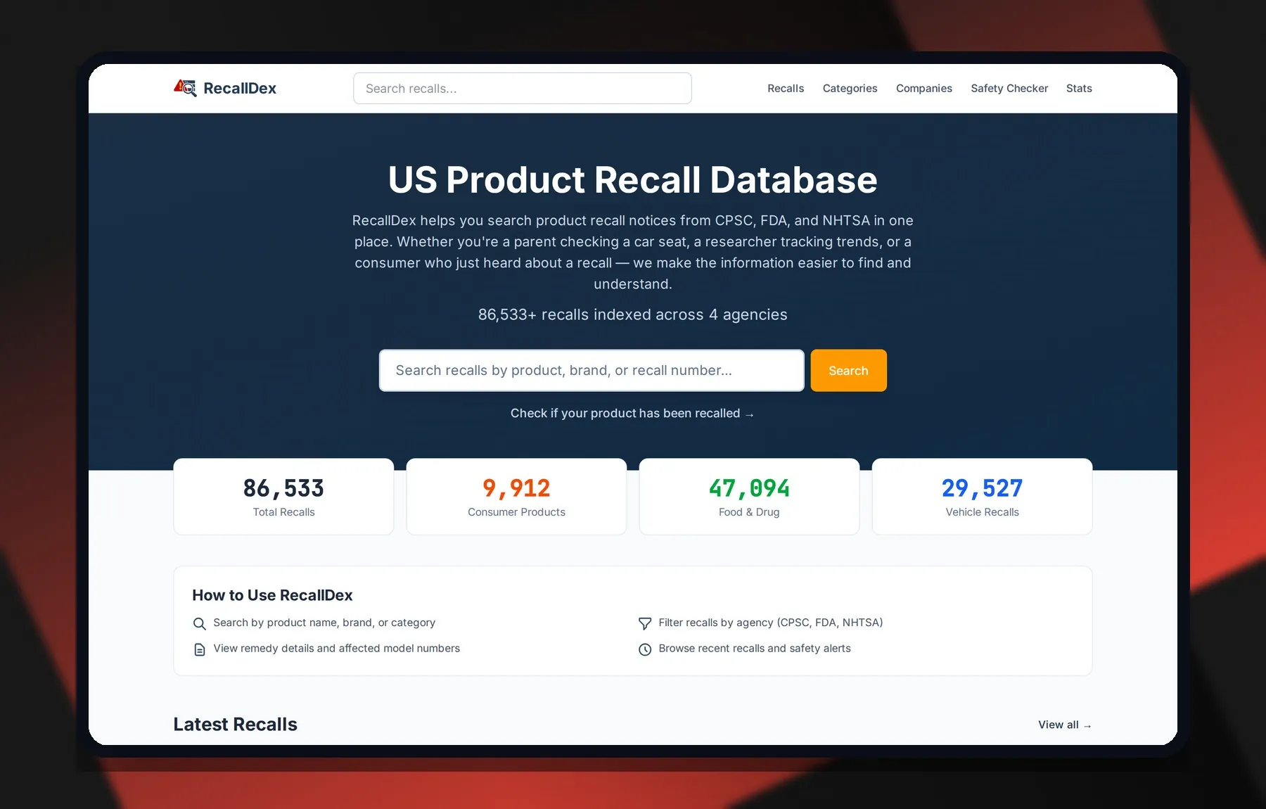 RecallDex — Laptop view