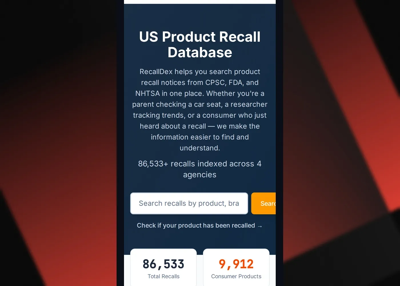 RecallDex — Mobile view