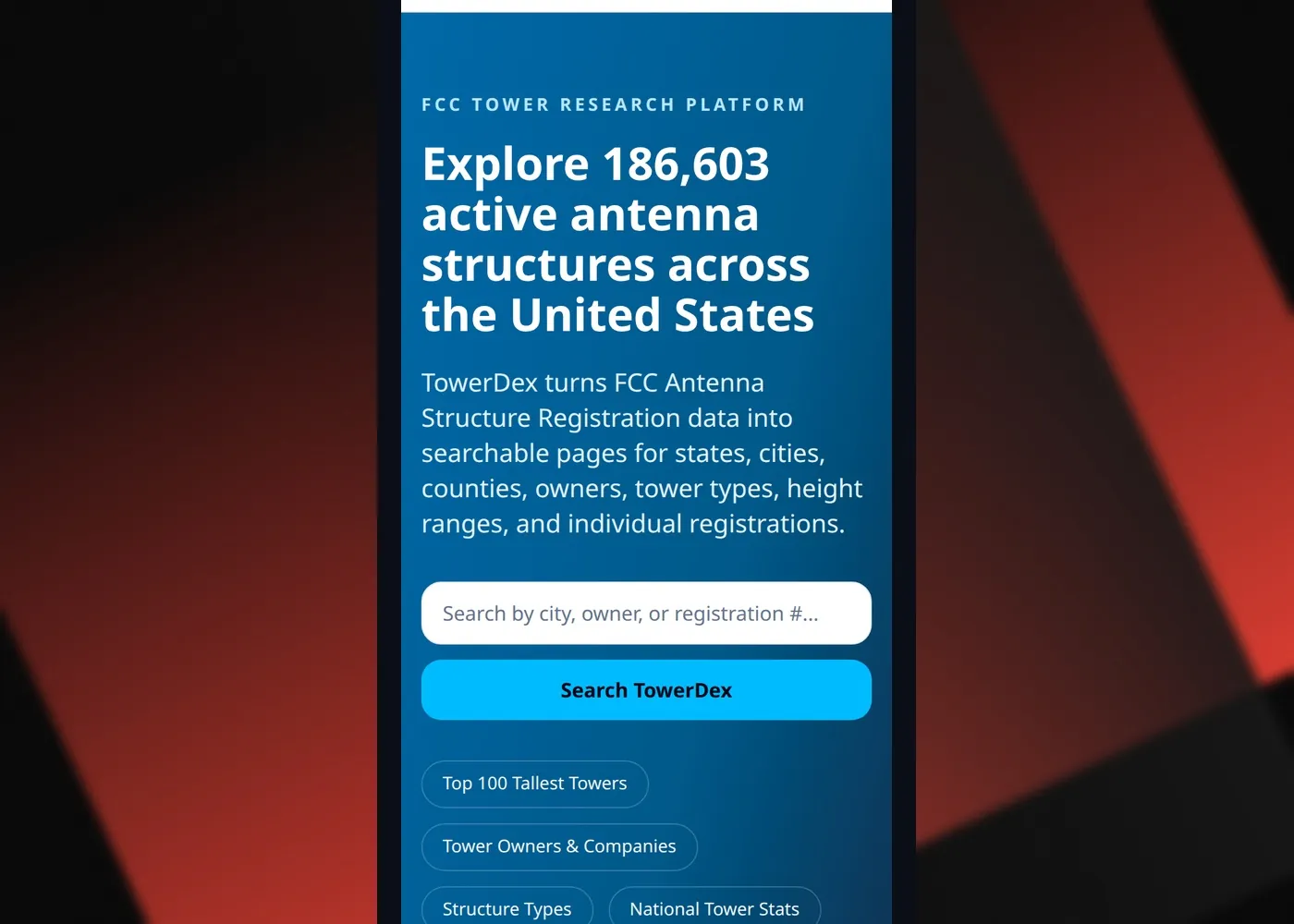 TowerDex — Mobile view