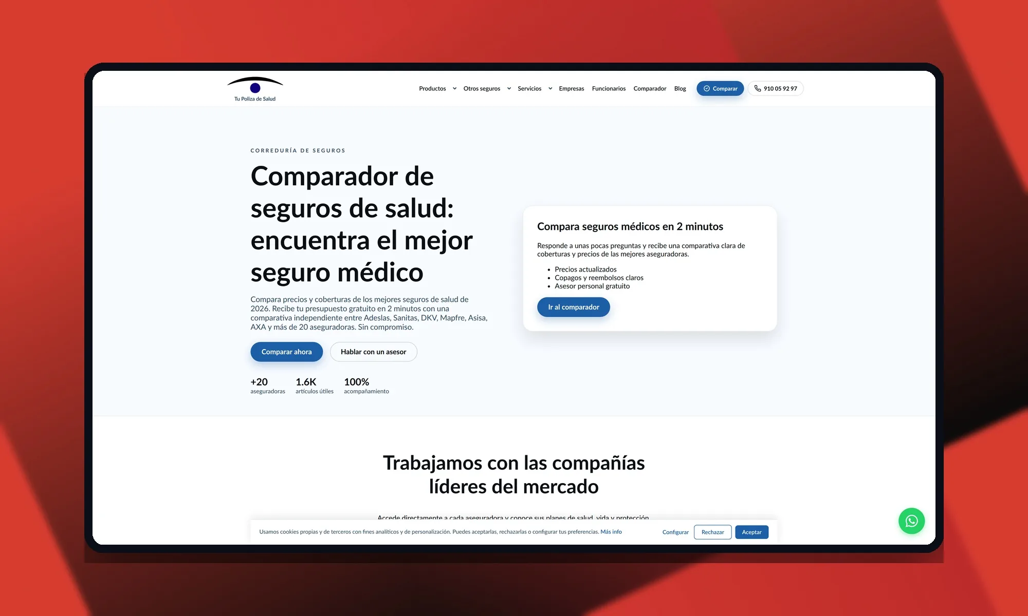 Tu Póliza de Salud — Health insurance comparator built in custom PHP