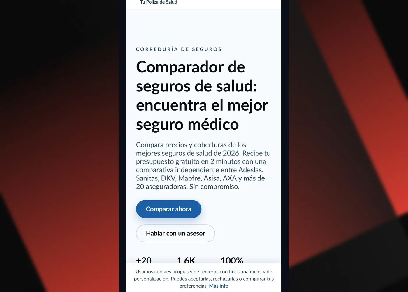 Tu Póliza de Salud — Mobile view